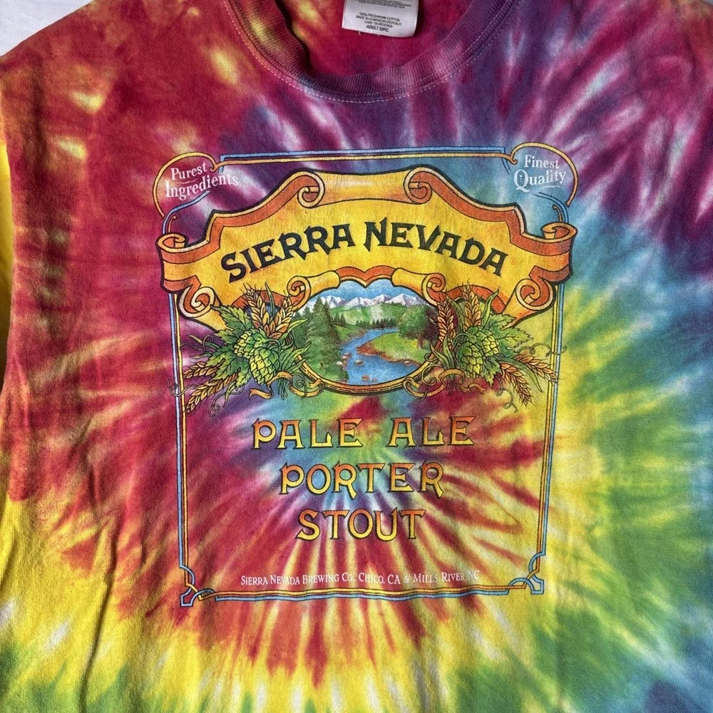 Sierra Nevada Adult S Tie Dye Shirt Pale Ale Porter Stout Beer Graphic Cotton